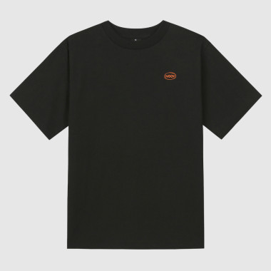 vivid sticker Black short-sleeved T-shirt