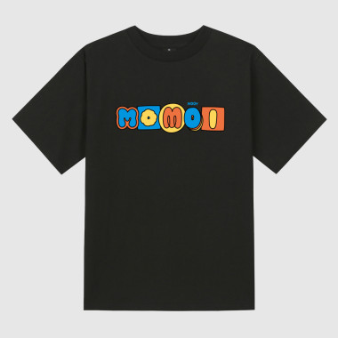 squre momoi Black short-sleeved T-shirt