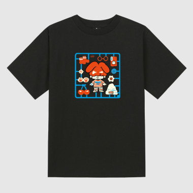 pieces vivid Black short-sleeved T-shirt
