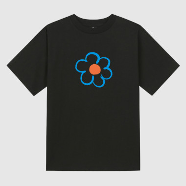 flower Black short-sleeved T-shirt