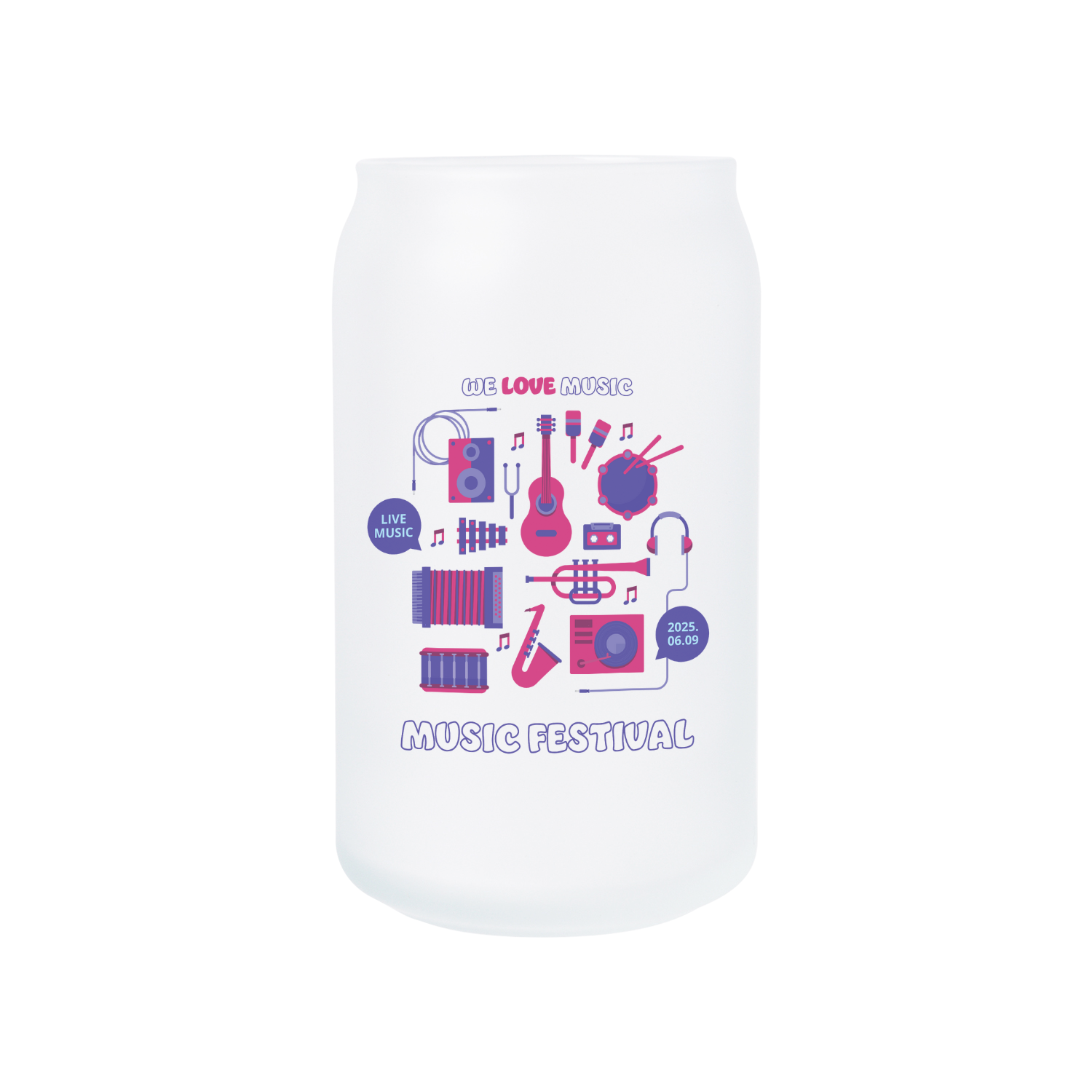무광 아이스 변색 유리컵 473ml (블루) 뮤직웨이브02
